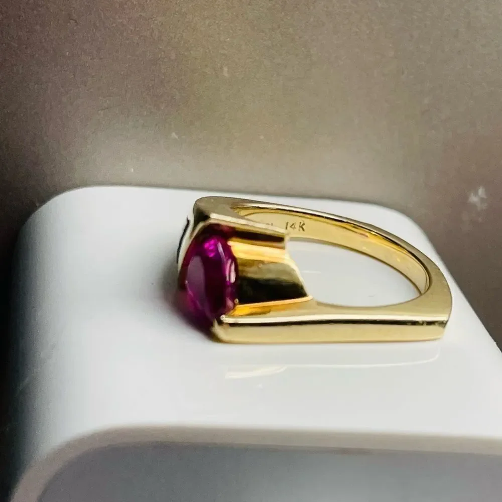 Opal and Pink Sapphire 14K Ring Size 6